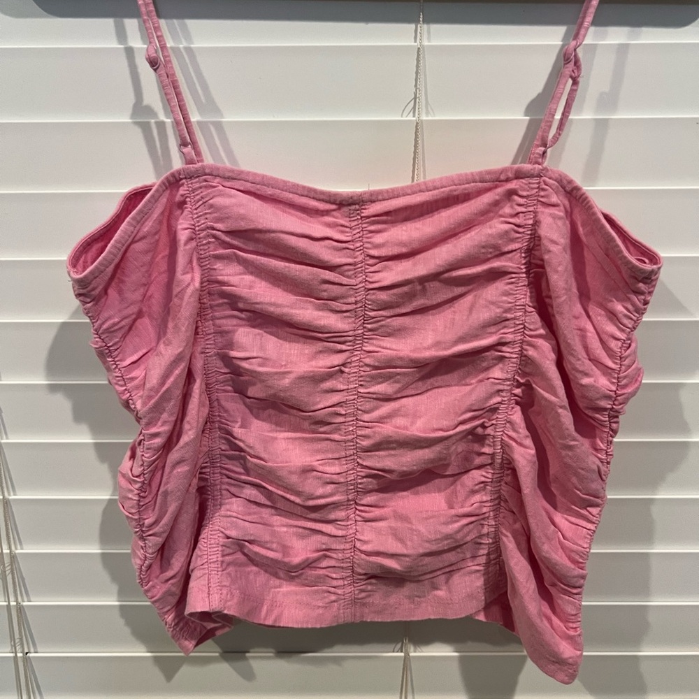 Free People Pink Ruched Camisole Top